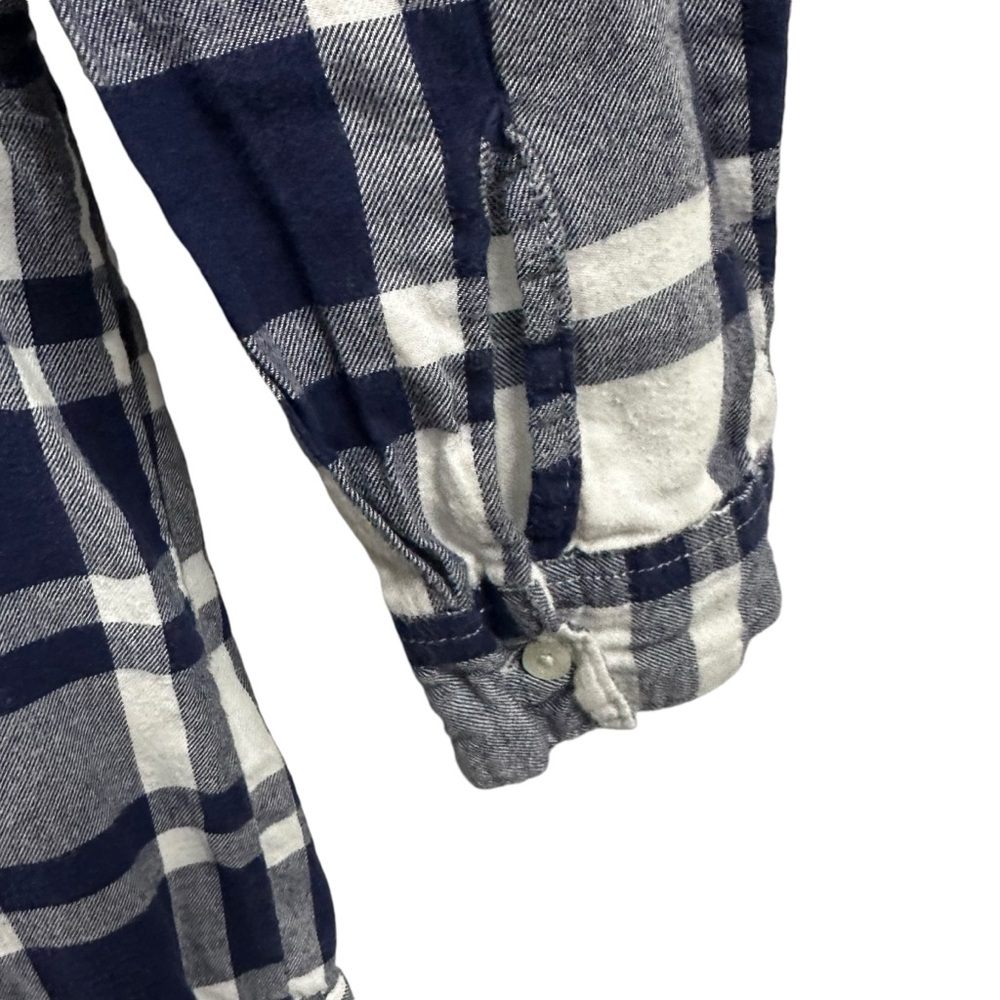 Aerie Cotton Blue White Flannel Plaid Button Up Long Sleeve Short Romper Large - Picture 9 of 13